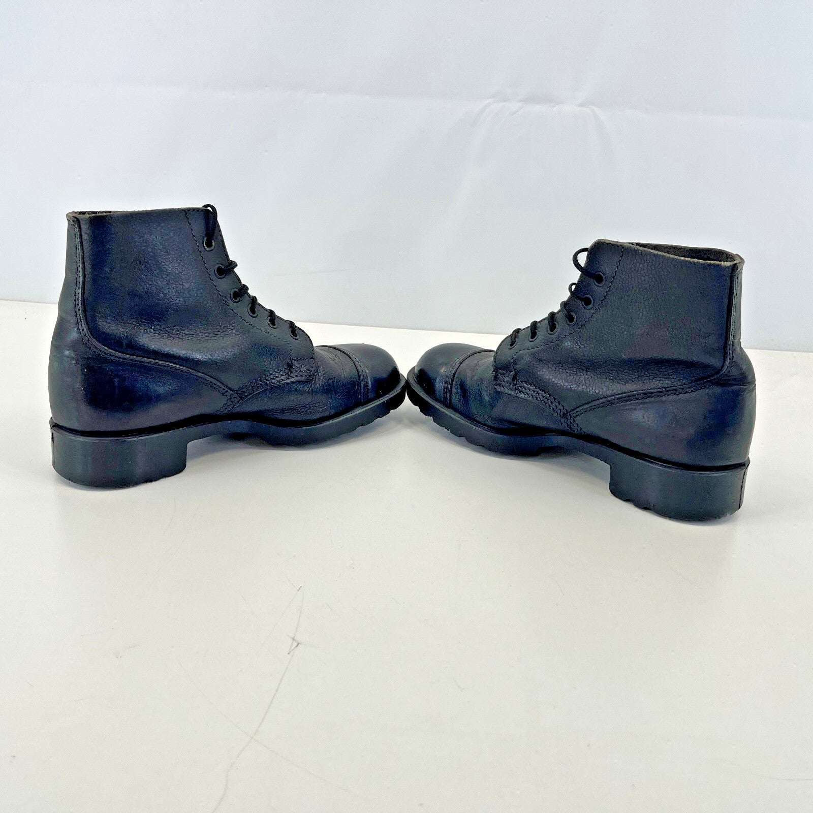 Vintage British Military Black Parade Boots with Capped Toe size 6 M