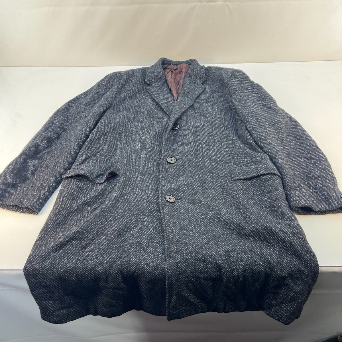 Vintage Hornes of London Mens Wool Overcoat Grey Gannex Cloth 42R Bros