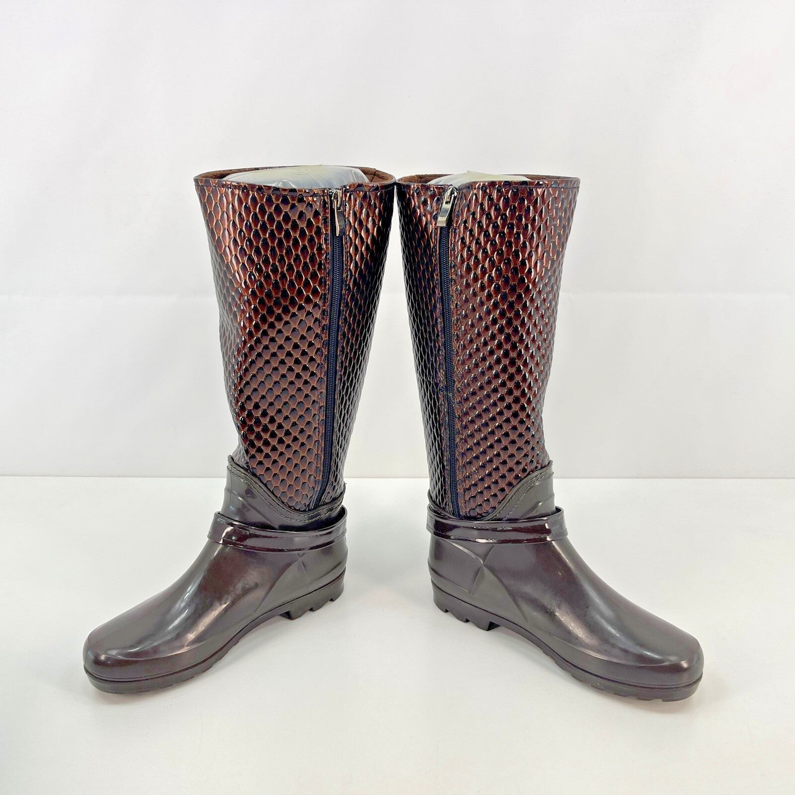 Women's Festival Boots Wellies Textured Brown Snake Pattern size UK 5.5 - EU 38