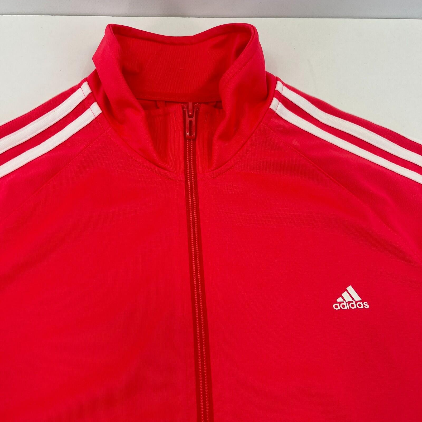 Adidas Women's Bright Pink Track Jacket size 12/14 Zip Athletic Casual