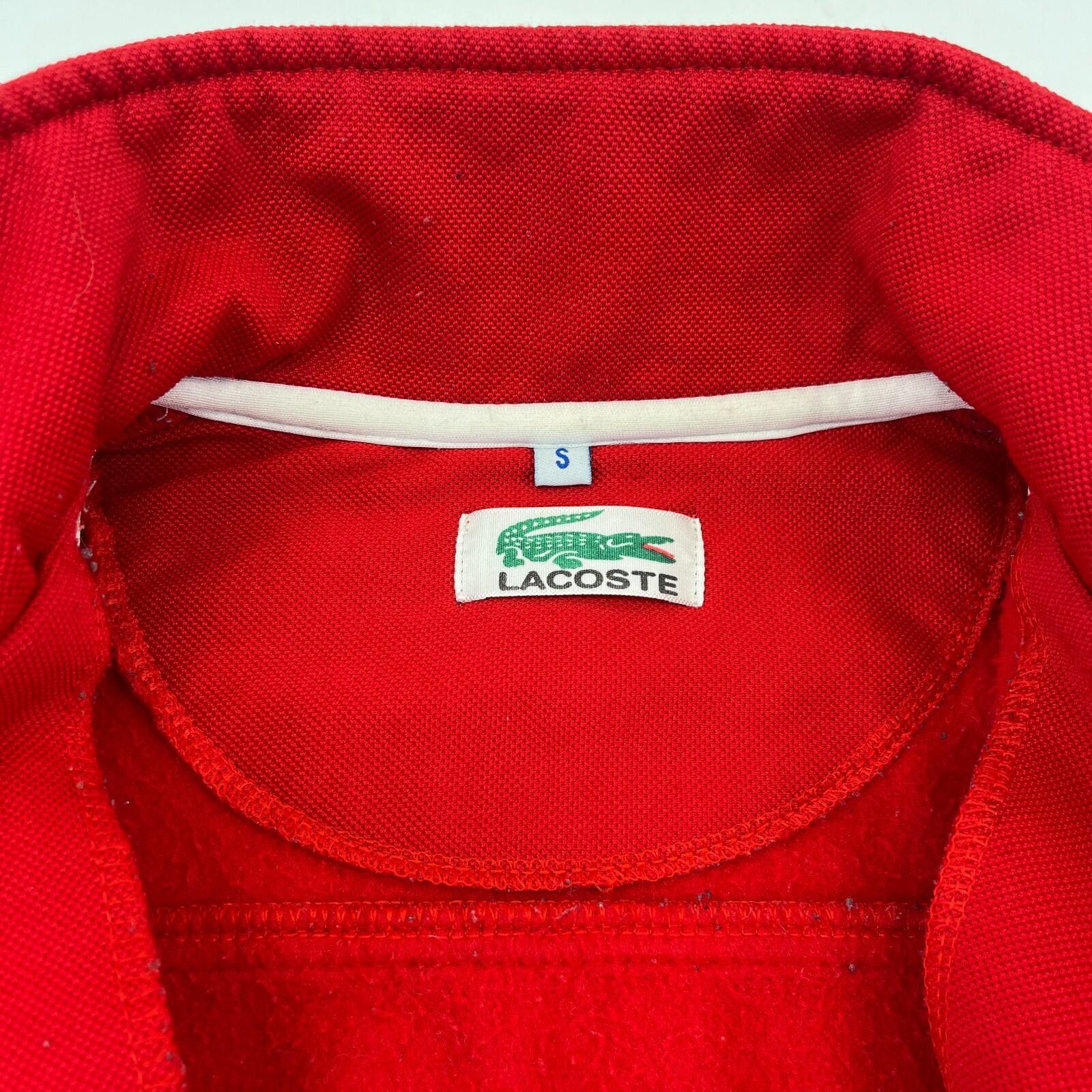 Vintage Lacoste Sport 1990s Retro Classic Track Jacket Red & White size Small