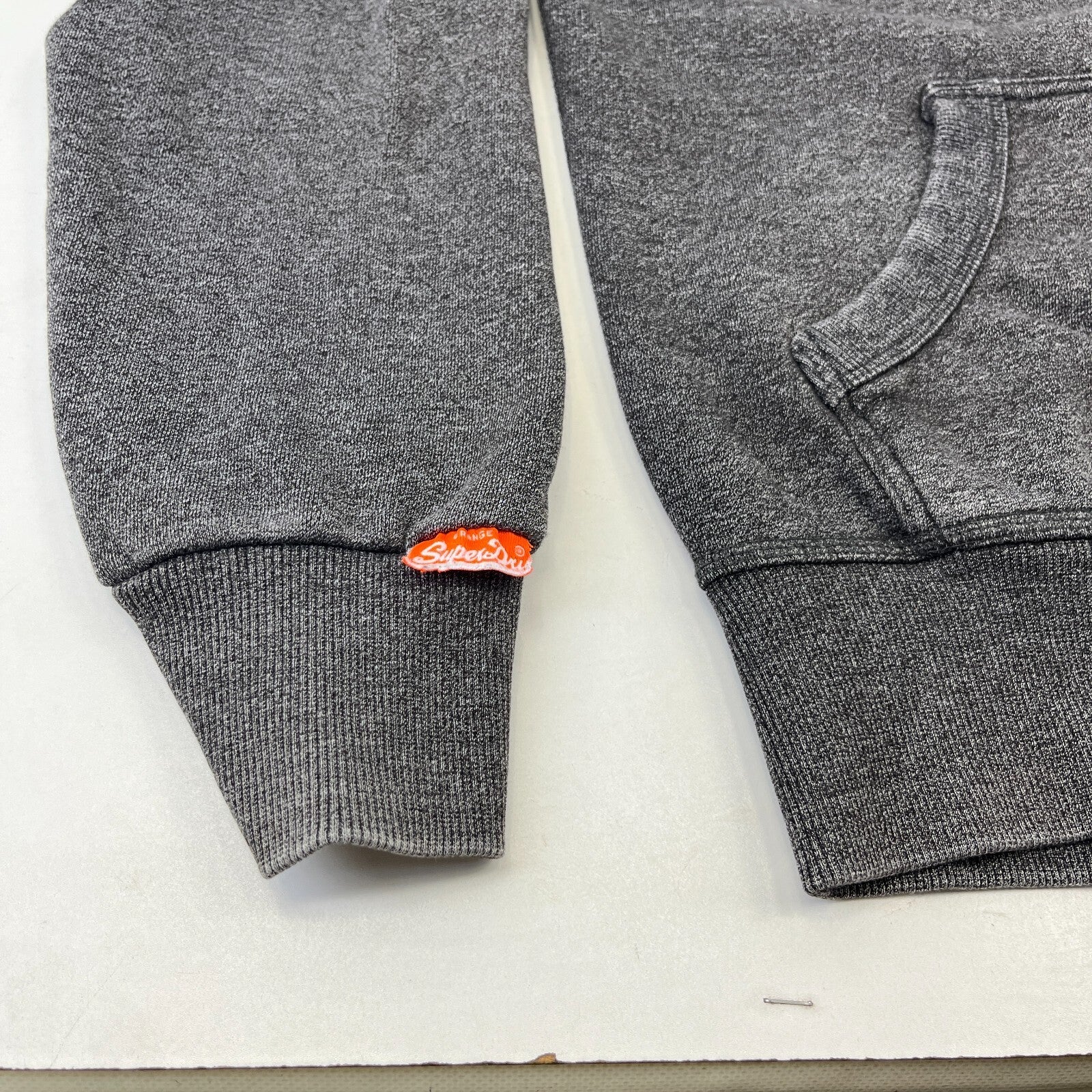 Superdry Hoodie Mens M Grey Full Zip Fleece Sweatshirt Orange Label M20002ANDS