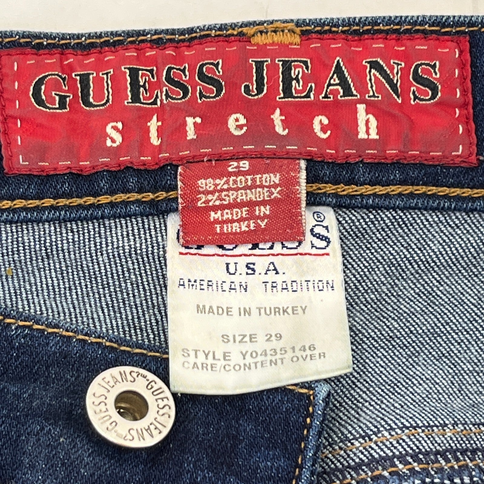 Guess Mens Jeans W29" L33" Dark Blue Medium Rise Stretch Denim