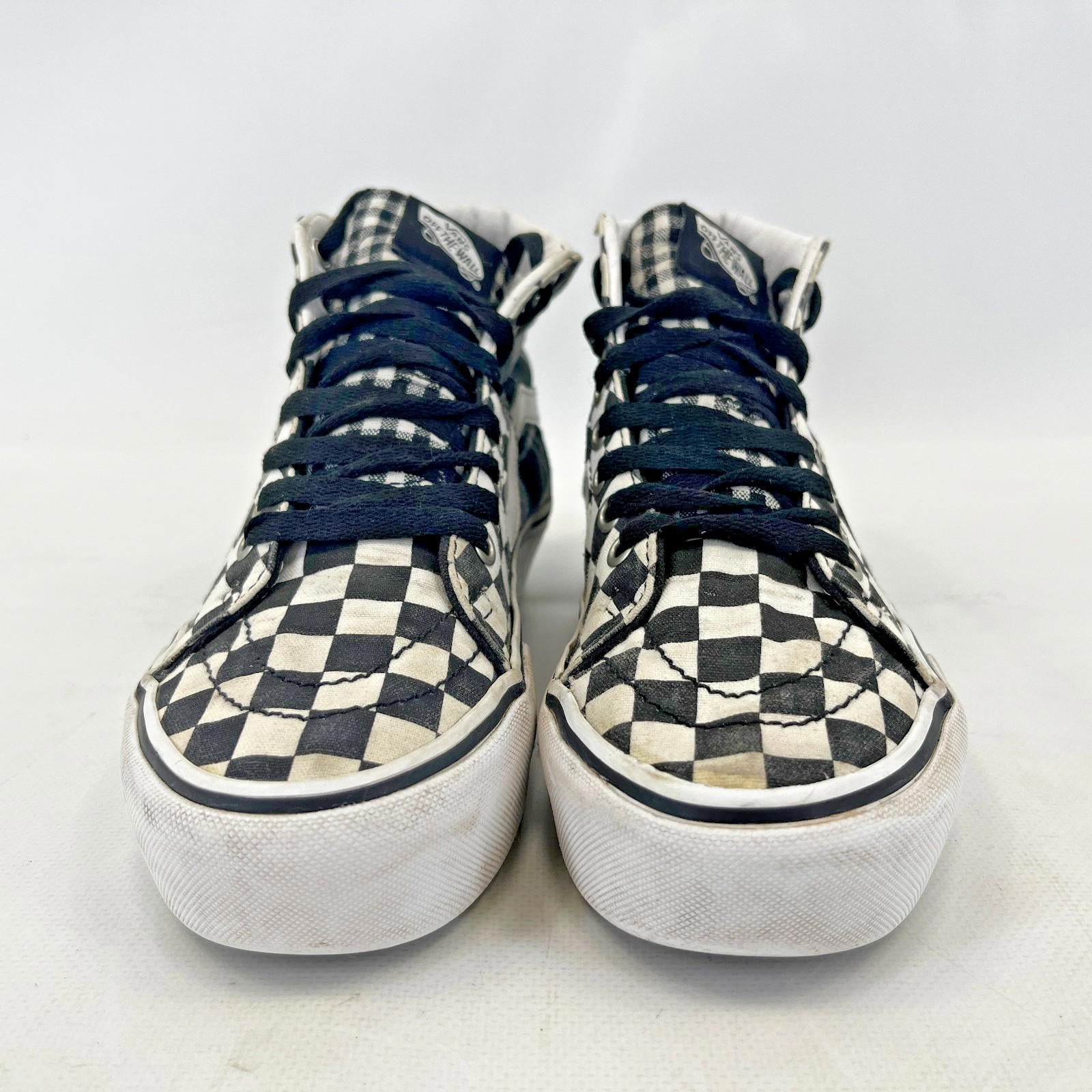 Vans Off The Wall Black/White Checkerboard Hi Top Trainers UK size 3