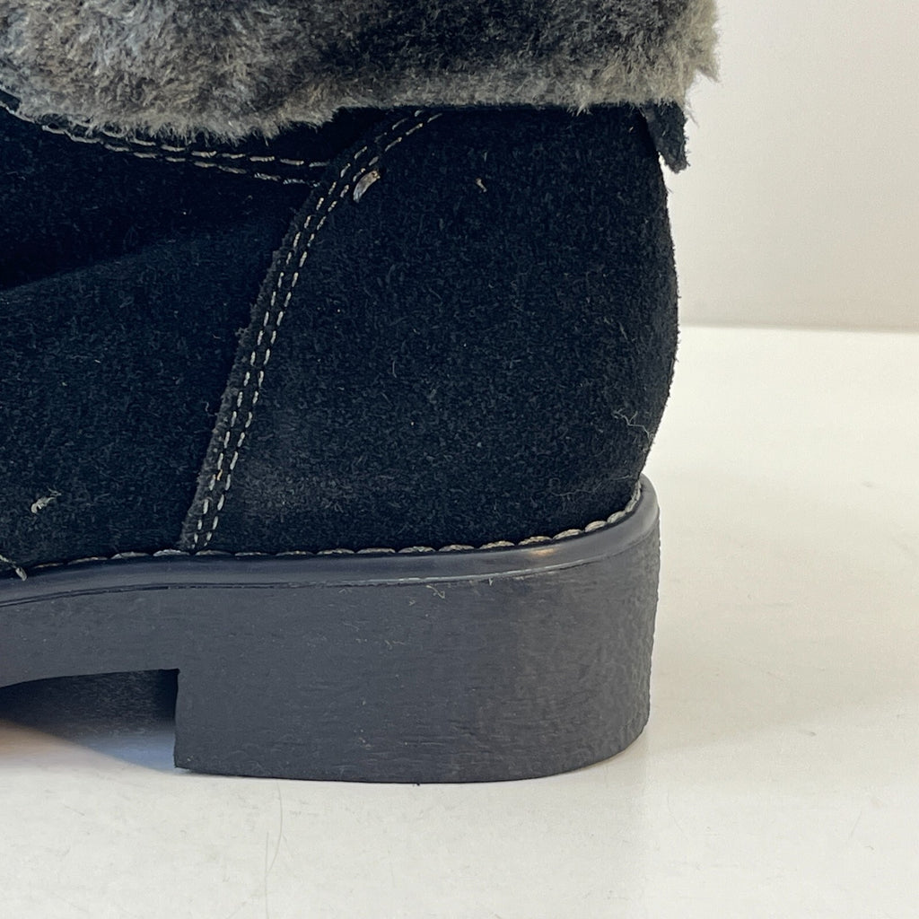 M&S Footglove Wide Fit Suede Leather Ankle Boots w/ Fur Collar UK 4.5 RRP £65.00