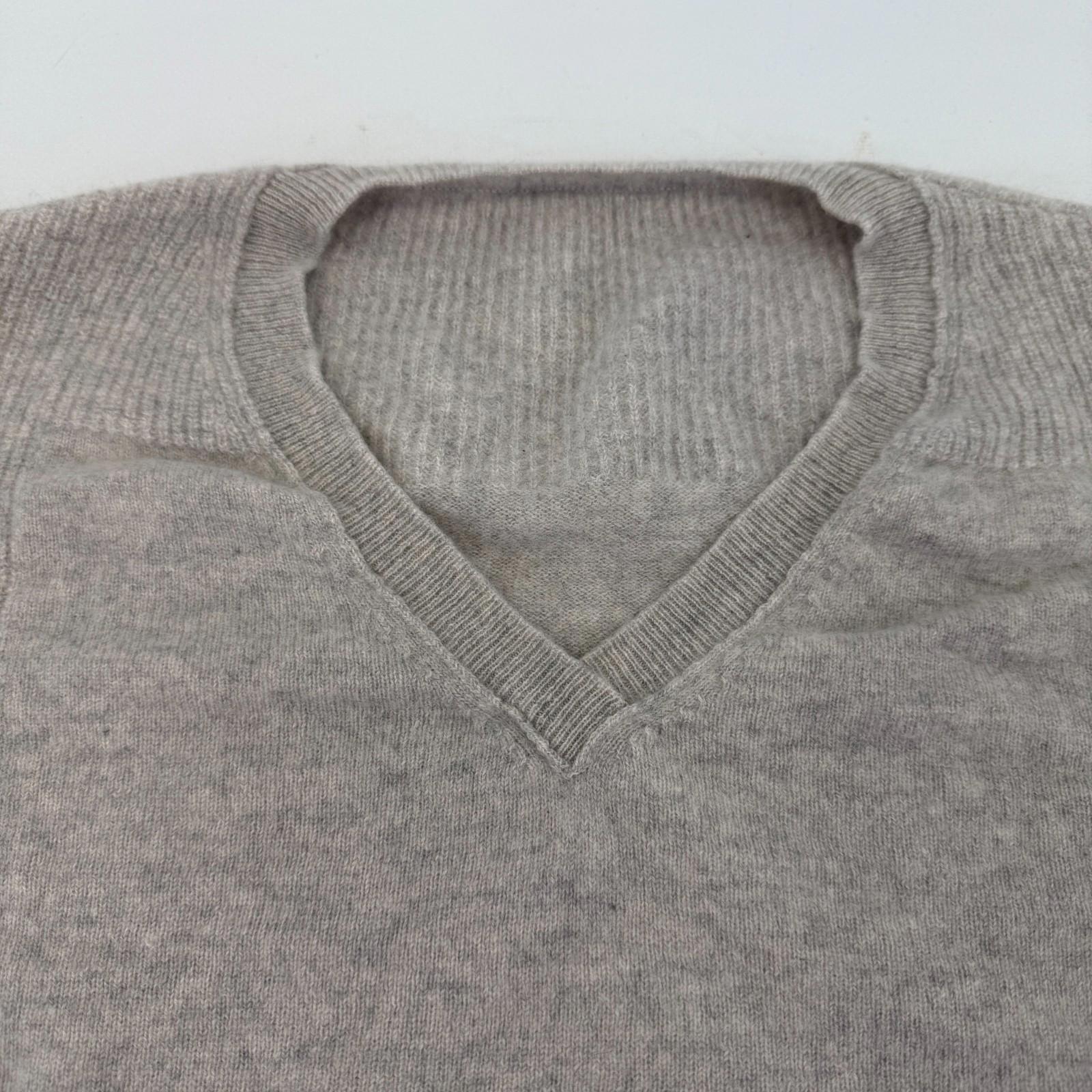 Wrap 100% Cashmere V Neck Jumper Long Sleeve Grey UK size 10 Relaxed Fit