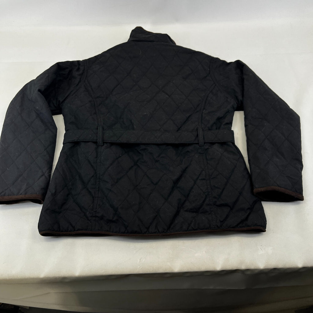 Rydale Quilted Wax Jacket UK Women's size 10 in Black with Belt