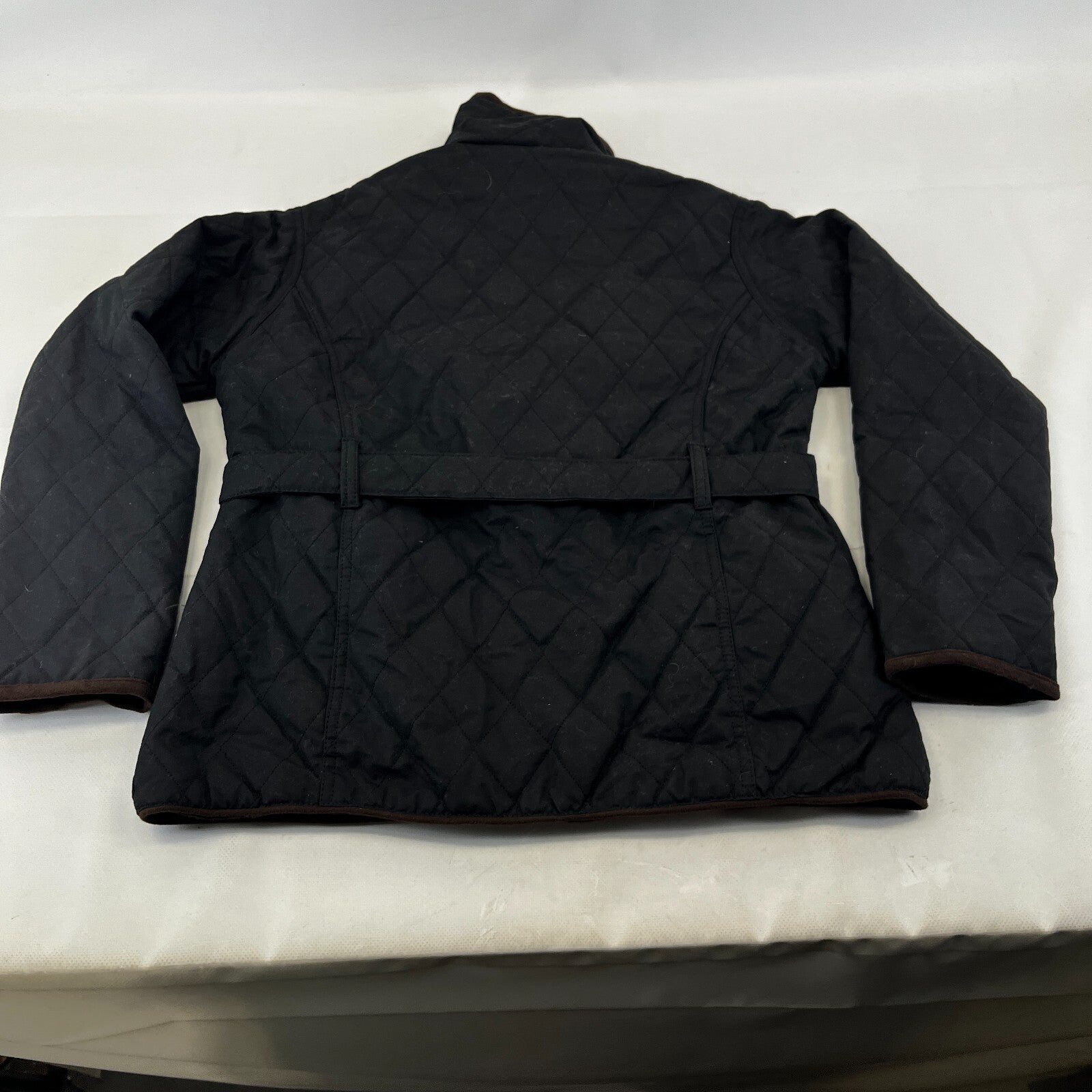 Rydale Quilted Wax Jacket UK Women's size 10 in Black with Belt