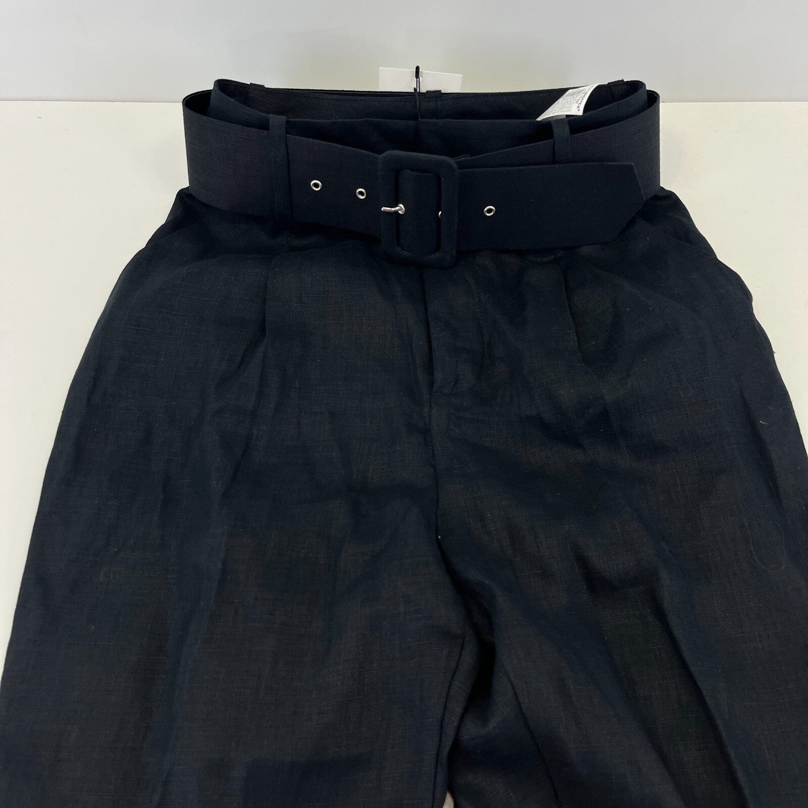 Zara Women's Linen Trousers in Black High Waist Smart Casual size XS
