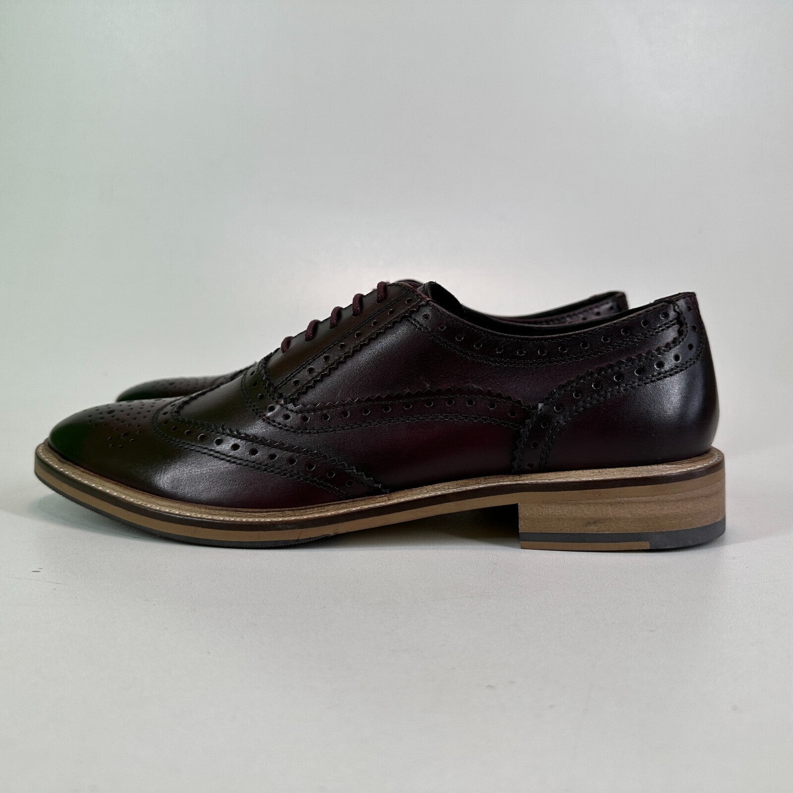 Ikon Buster Brogues Shoes Deep Oxblood Red Smart Casual Lace Up size 6 - NEW