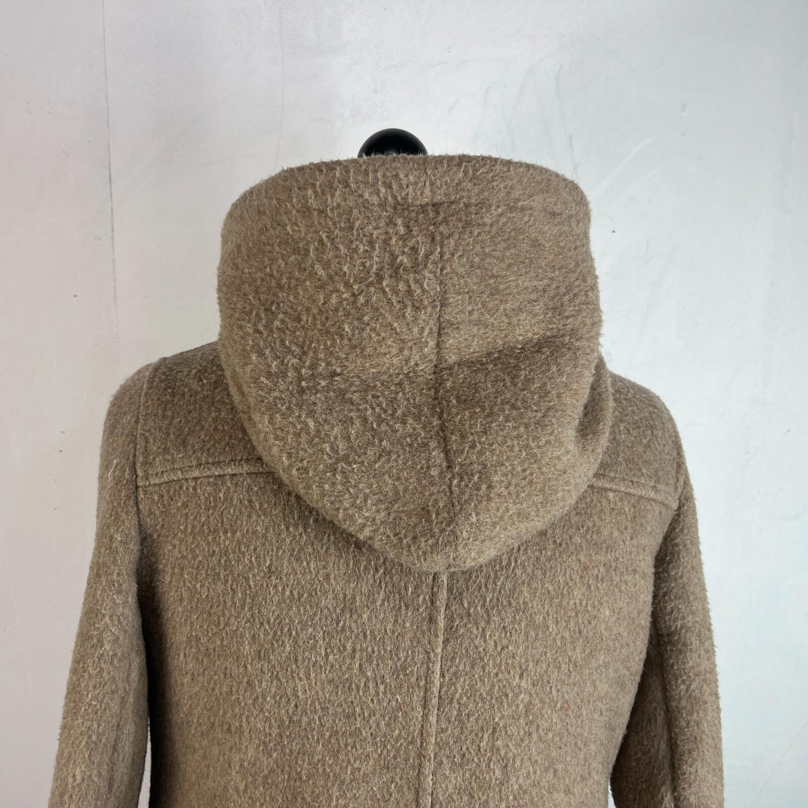 Vintage Women’s Camel Beige Hooded Duffle Coat with Tooth Toggles UK size 16