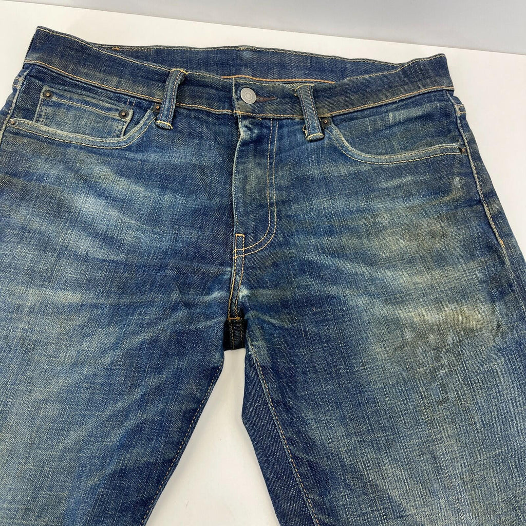 Levis 511 Distressed Slim Fit Jeans W32 L30 Blue Denim Straight Leg Mens Casual