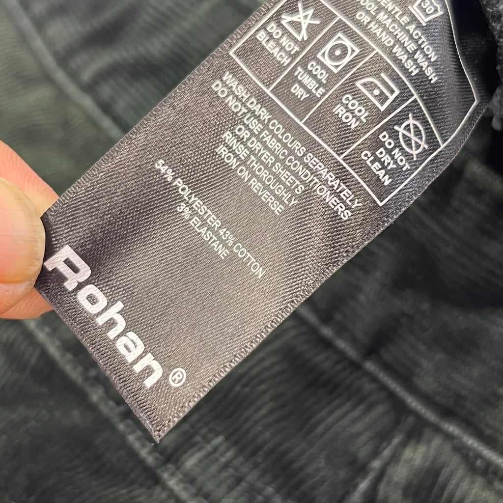 Rohan Men's Dark Green Cord Trousers size 34S Leg 29" Straight Leg