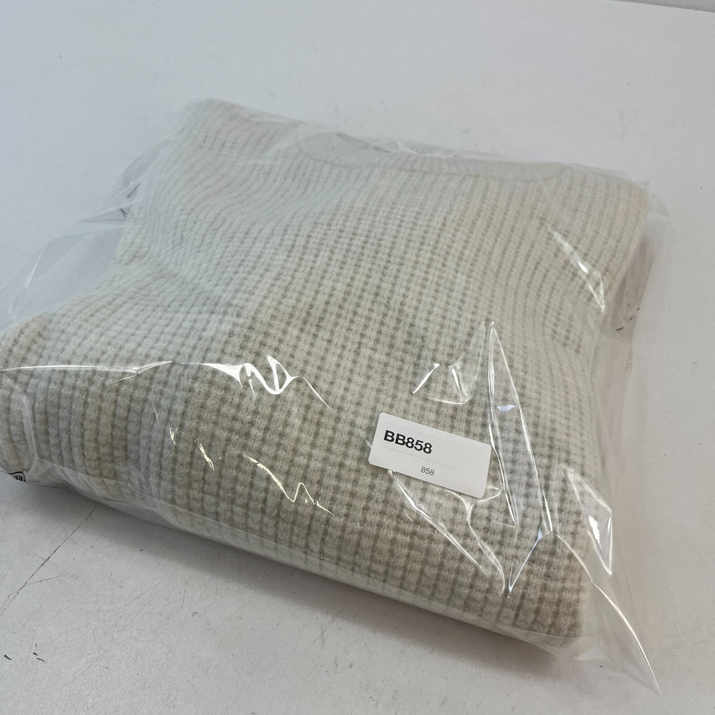 M&S Men's Wool Blend Waffle Knit Soft Crew Neck Jumper Off White Ecru XL New