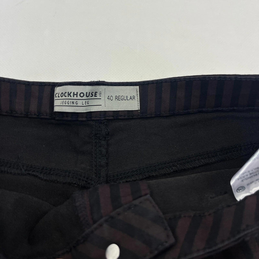 Clockhouse Womens Black/Purple Striped Jeans Cotton Blend Skinny size 40R NWOT