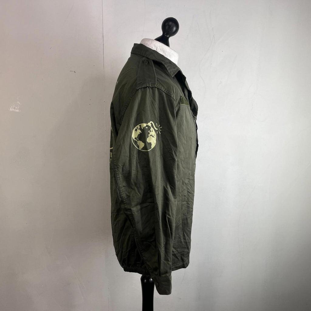 Custom Fragile Earth Print French Military Army Combat Jacket Green size 104L