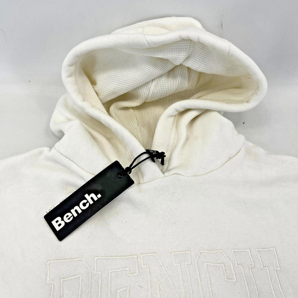 Bench Women's Hoodie Sweatshirt in White with Spellout size 8 Loose Fit - New