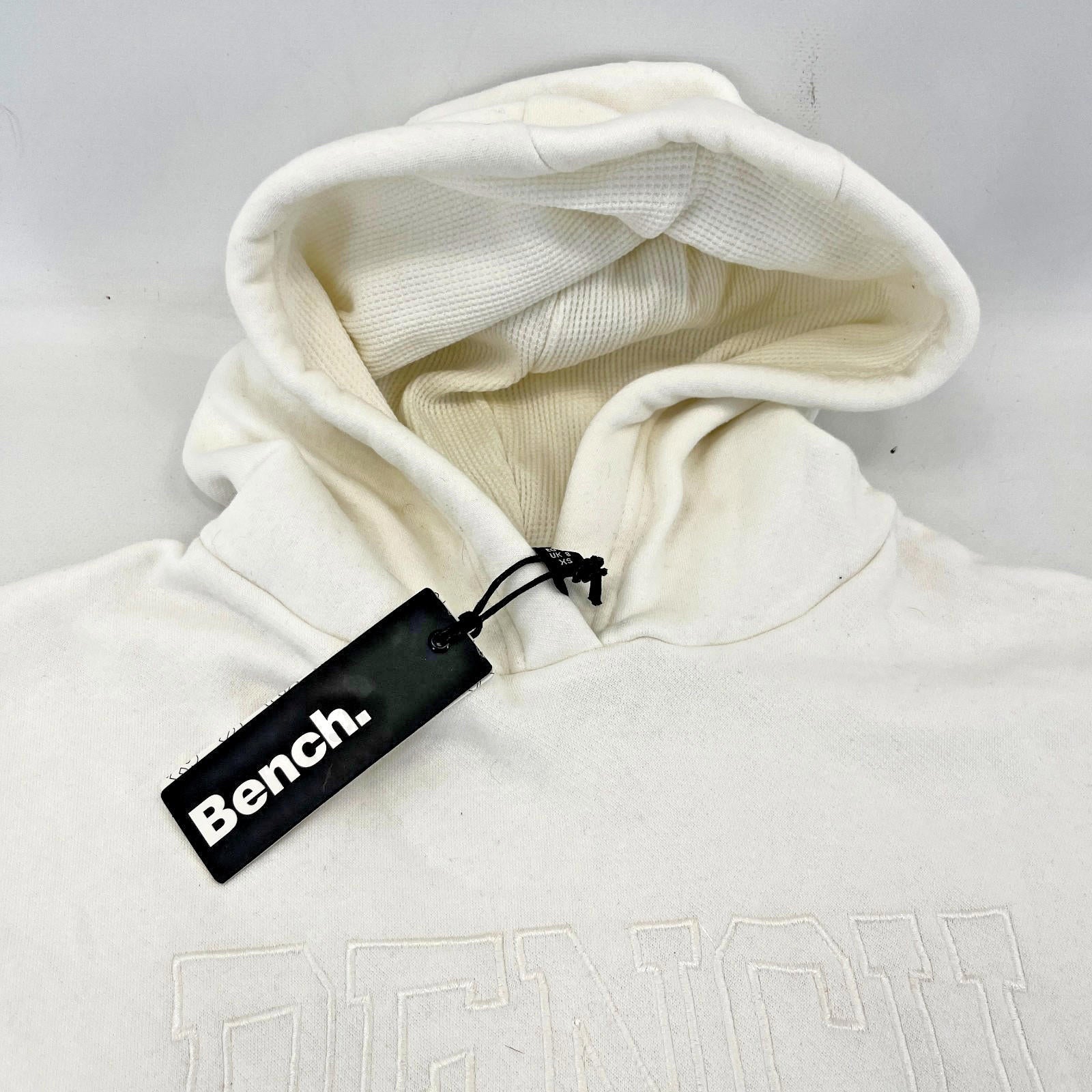 Bench Women's Hoodie Sweatshirt in White with Spellout size 8 Loose Fit - New