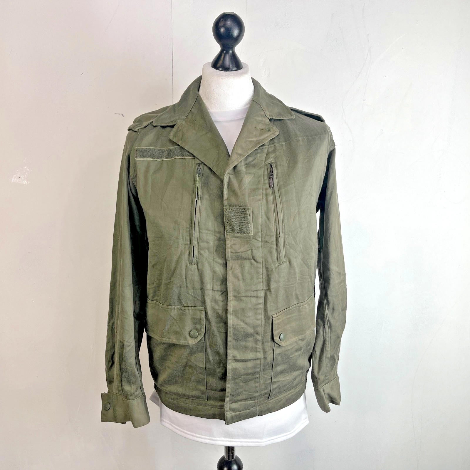 Custom Punk KGB Print Genuine French Military Army Combat Jacket Green size 104L