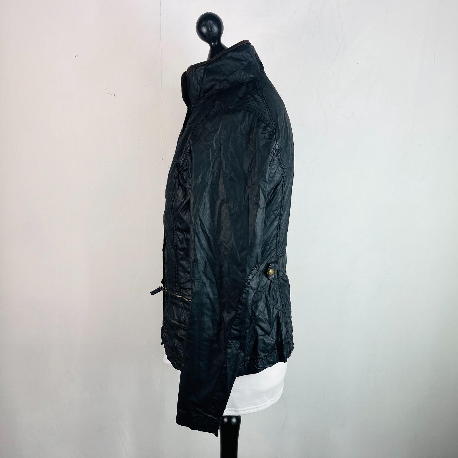 H&M Women's Wax Jacket in Black with Cord Collar size 12