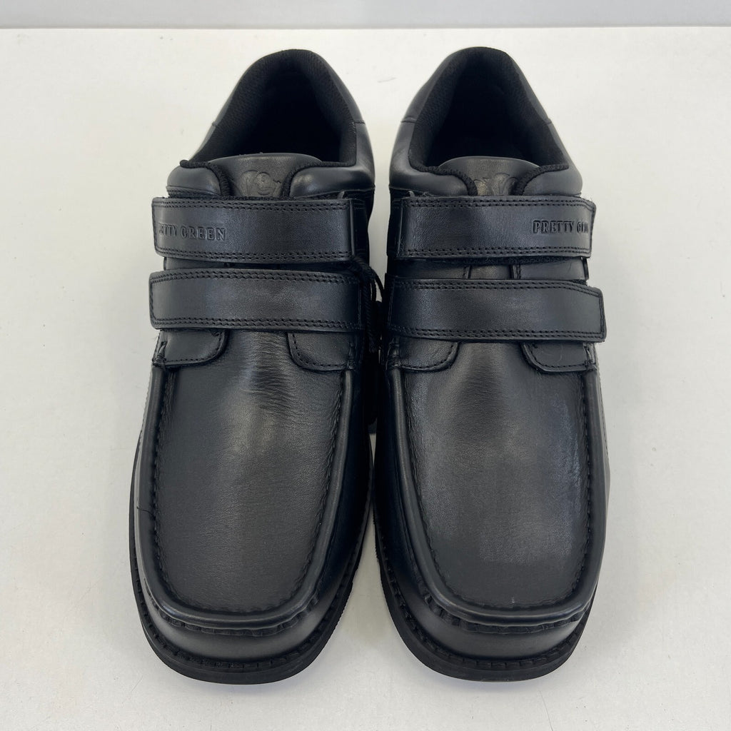 Pretty Green Harrow Easy Fasten Shoes Moccasin Loafers Mens Black Leather UK 8.5