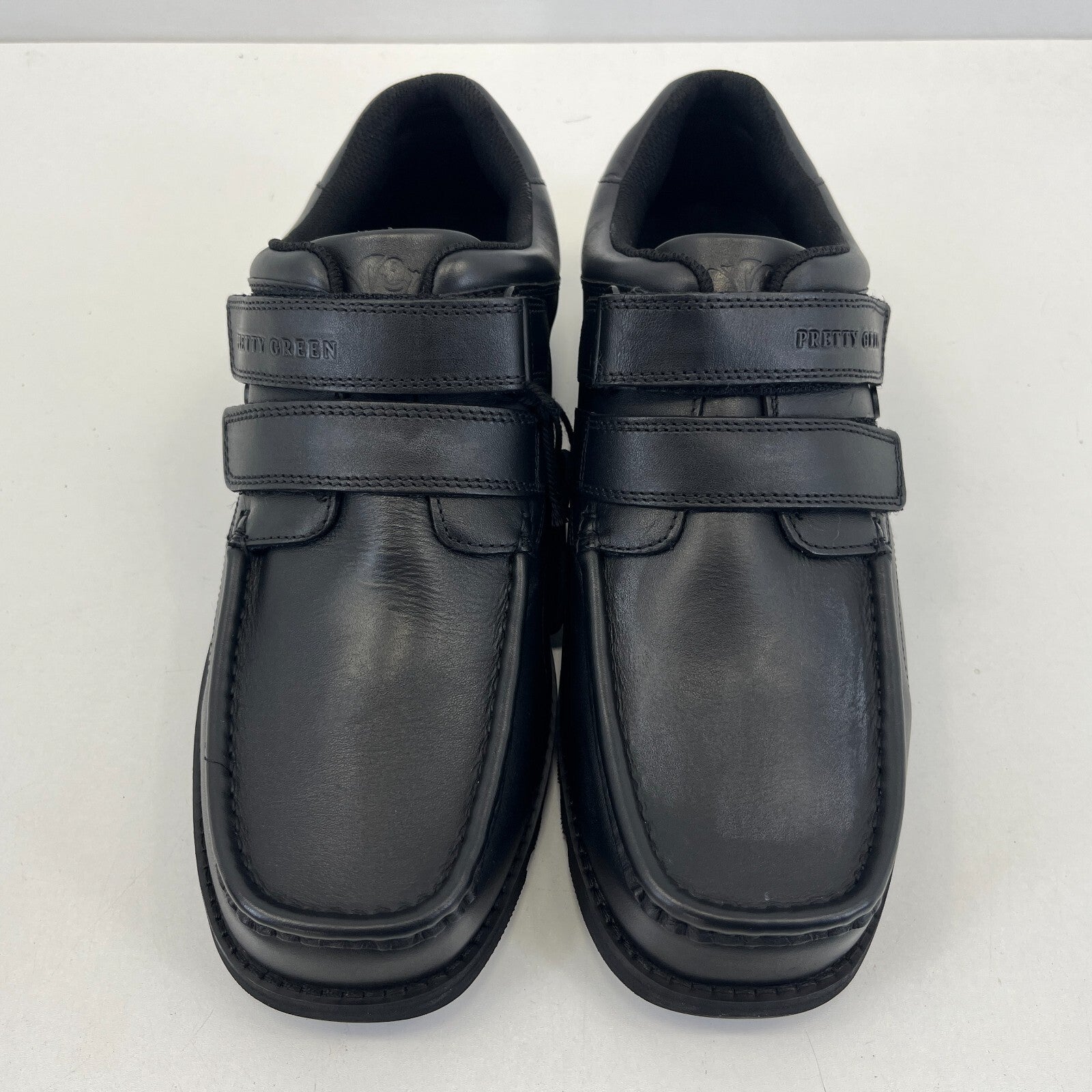 Pretty Green Harrow Easy Fasten Shoes Moccasin Loafers Mens Black Leather UK 8.5