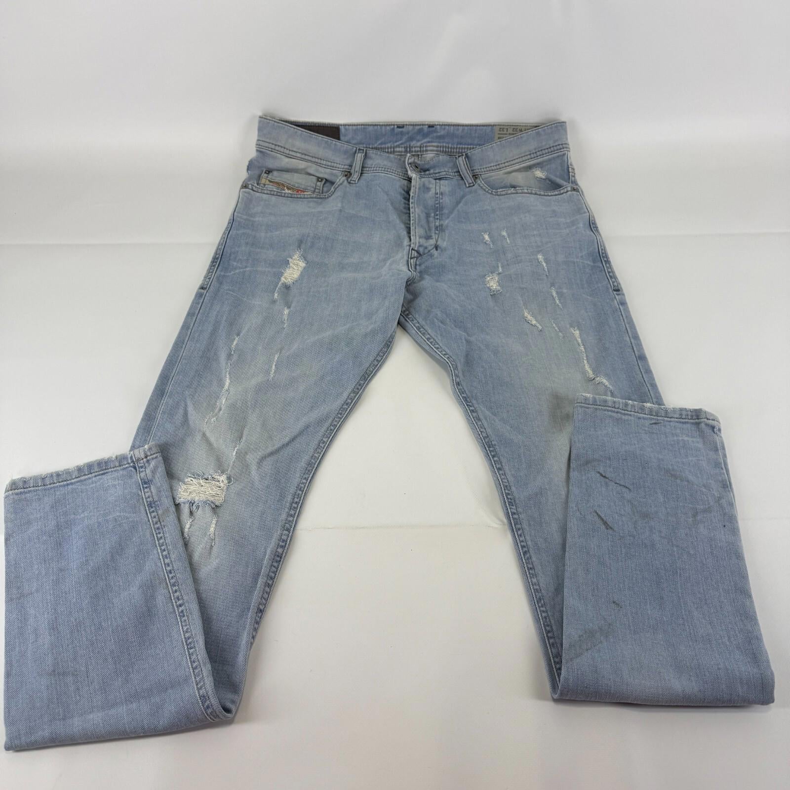 Diesel Tepphar Distressed Jeans Carrot Slim Womens W32" L32" Blue Stretch Cotton