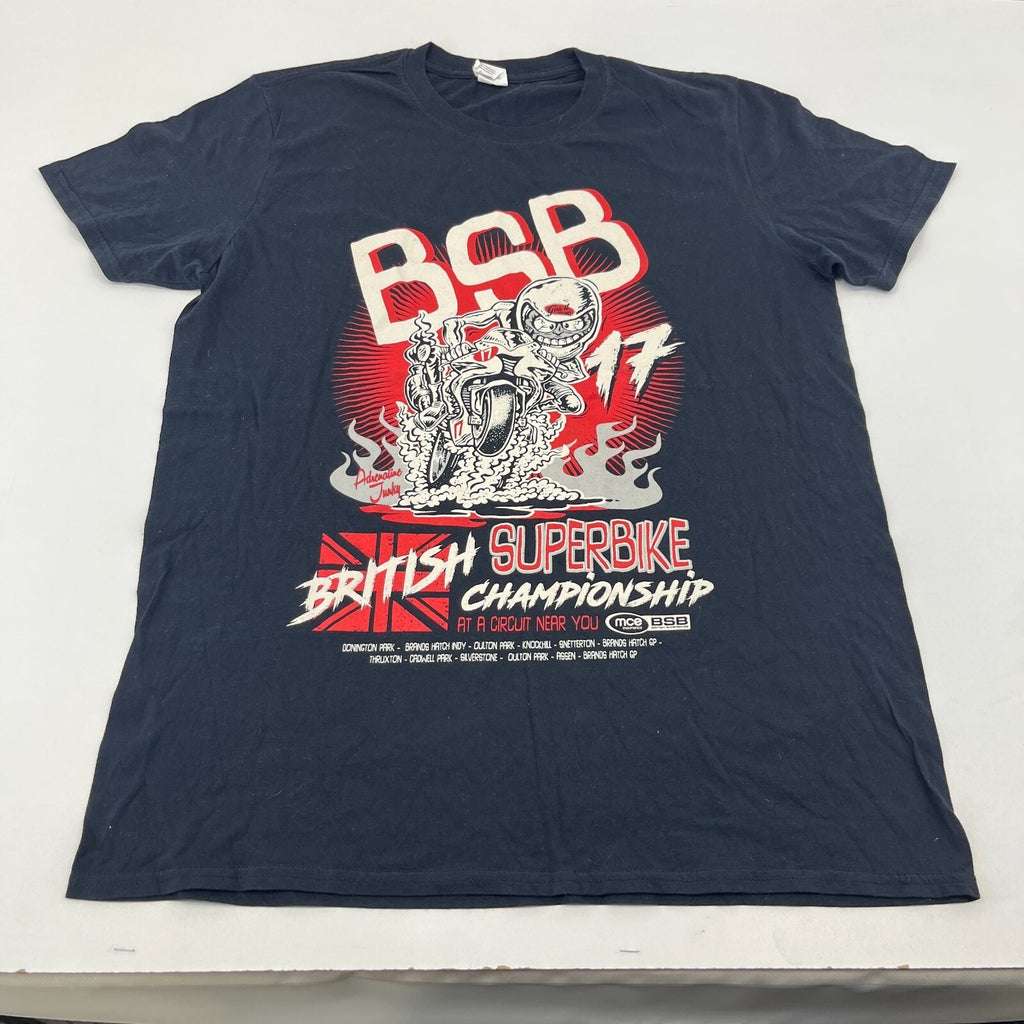 MCE British Superbike Championship T Shirt Mens size Large Black Vintage