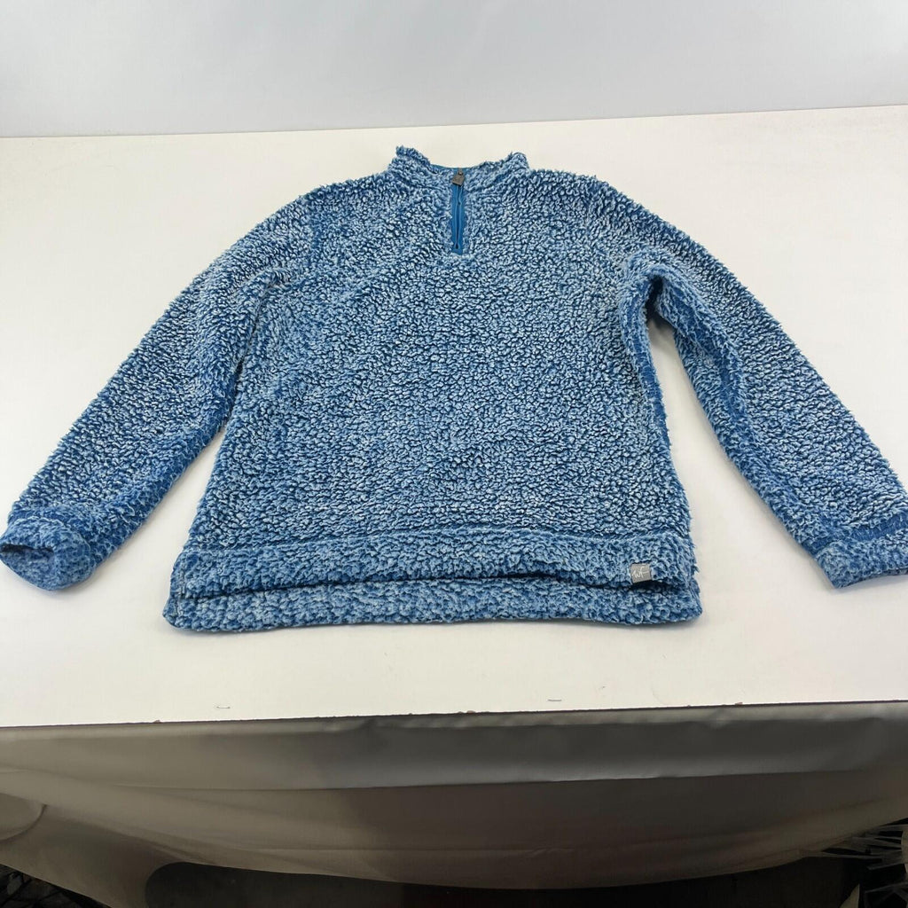 Weird Fish Women’s 1/4 Zip Sherpa Style Snug Fleece Pullover size 12 Blue