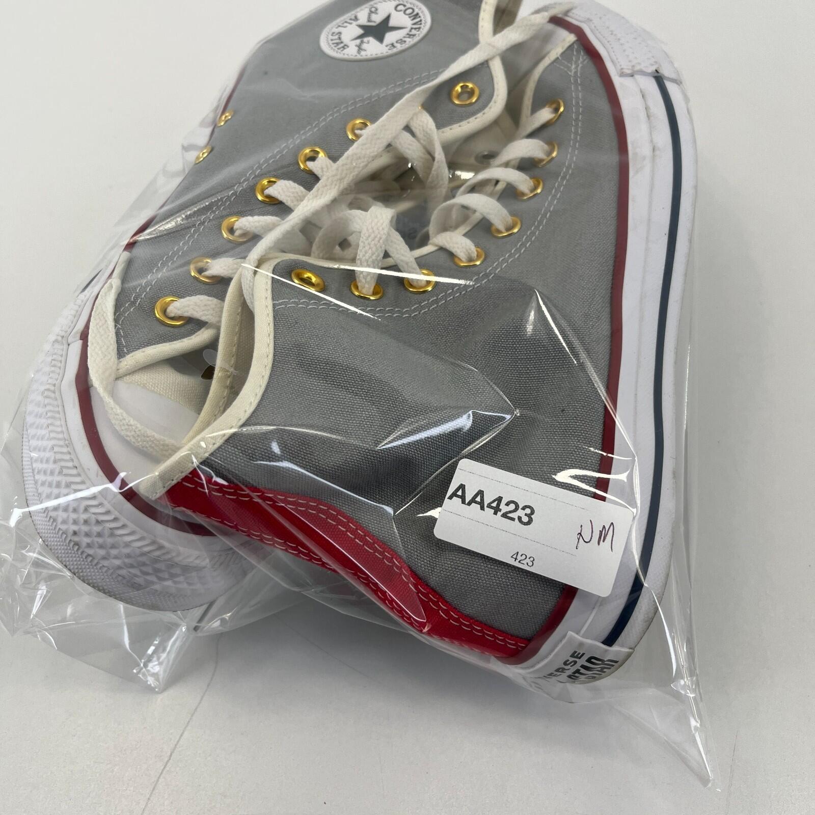 Converse Hi Top Trainers in Grey White Red UK size 8.5 - Near Mint