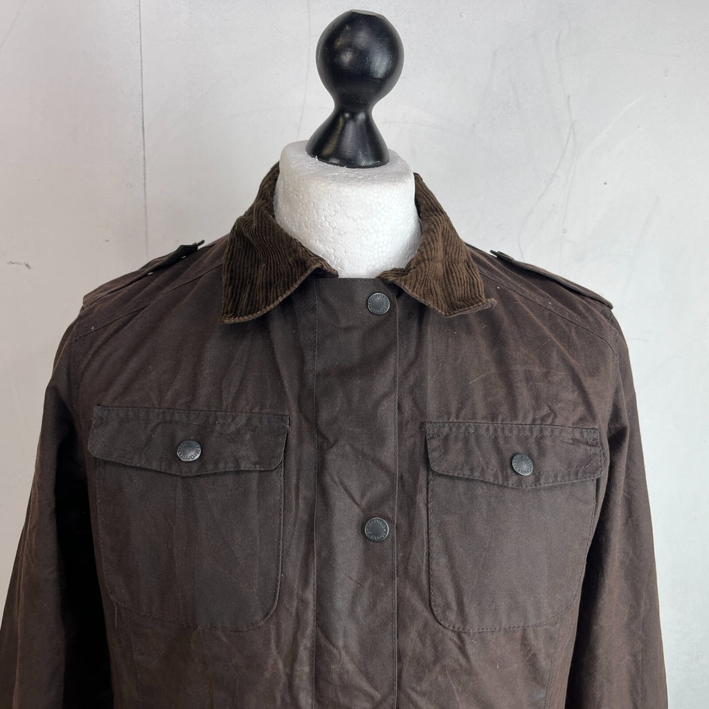 Mc Orvis Wax Jacket Womens size S Brown Country Coat with Corduroy Collar