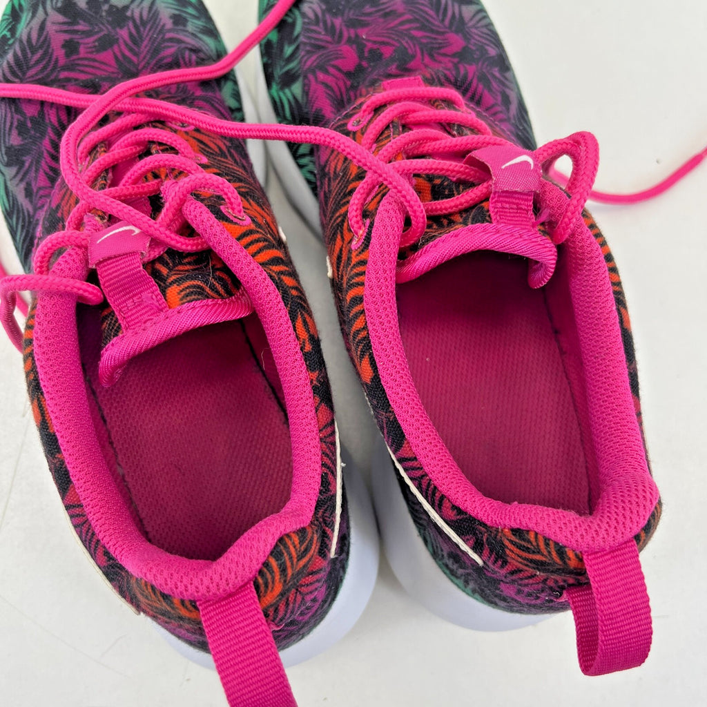 Nike Roshe Run Flyknit Trainers Pink & Green Floral size UK 4.5  EU 37.5
