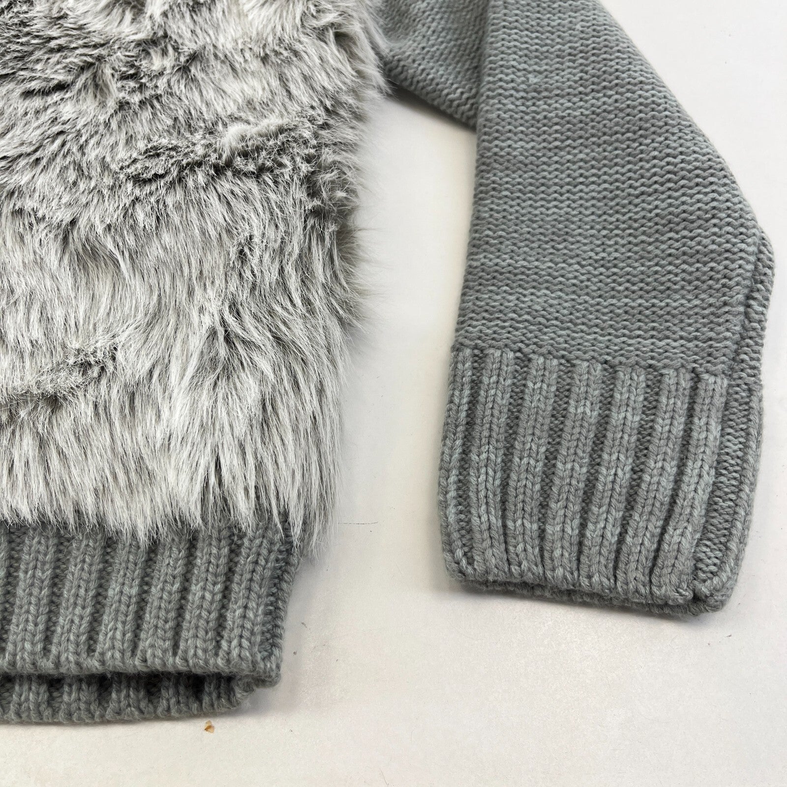 Papaya Women’s Faux Fur Knitted Hoodie in Grey size 18 - New
