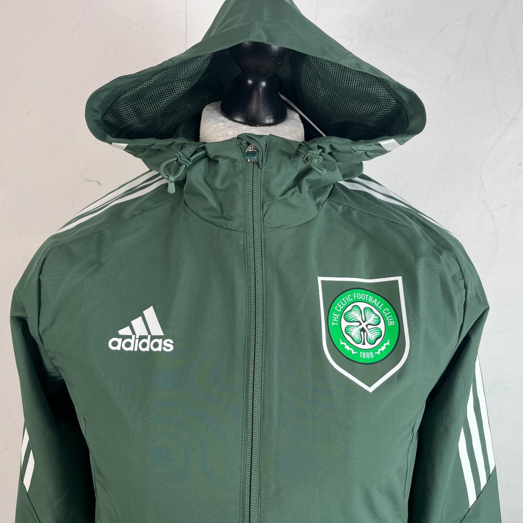 Adidas Celtic FC Waterproof Football Training Jacket Hooded size XS Oversized
