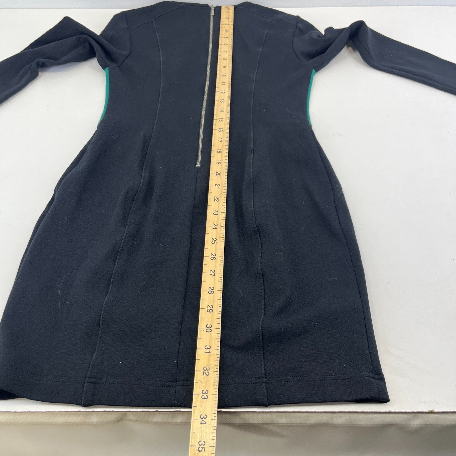 Barbour International Mica Black & Green Long Sleeve Midi Dress UK 12 Stretchy