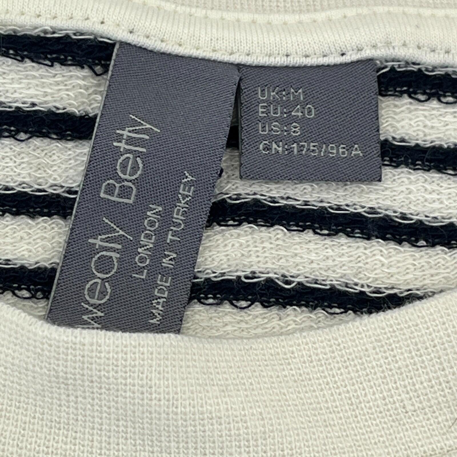 Sweaty Betty After Class Crop Sweatshirt White with Black Stripes  size Medium