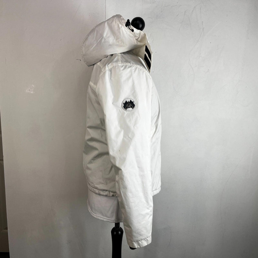 Superdry Women's Waterproof Jacket UK size 14 in White Insulated Hooded Coat