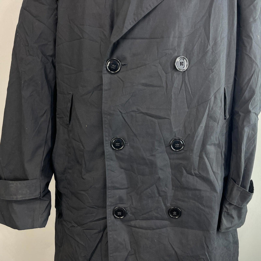 Vintage US Army Military Long Trench Coat Raincoat in Black size 42R
