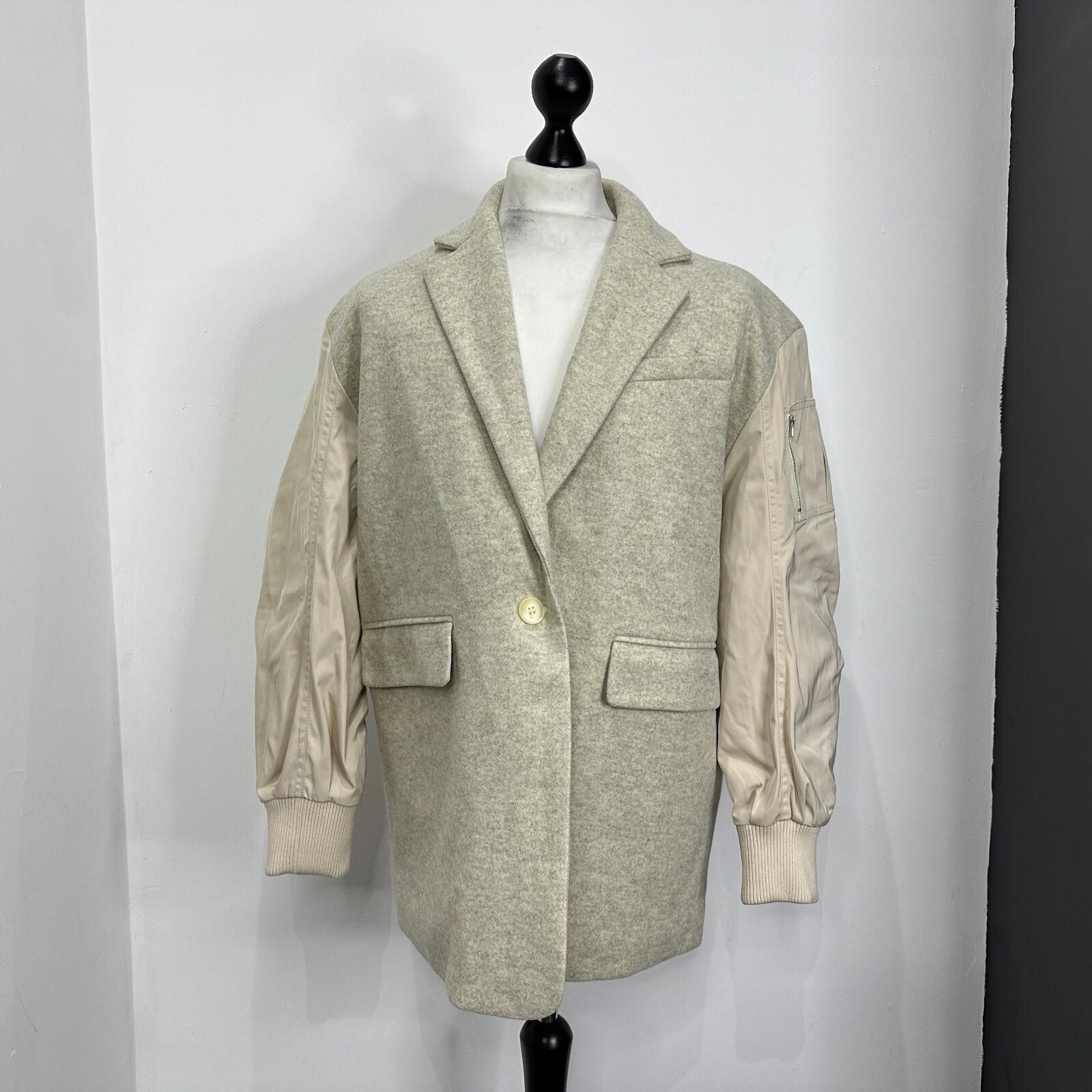 Nasty Gal Oversized Coat Jacket in Cream UK size 10 - Quilt Lined & Super Soft