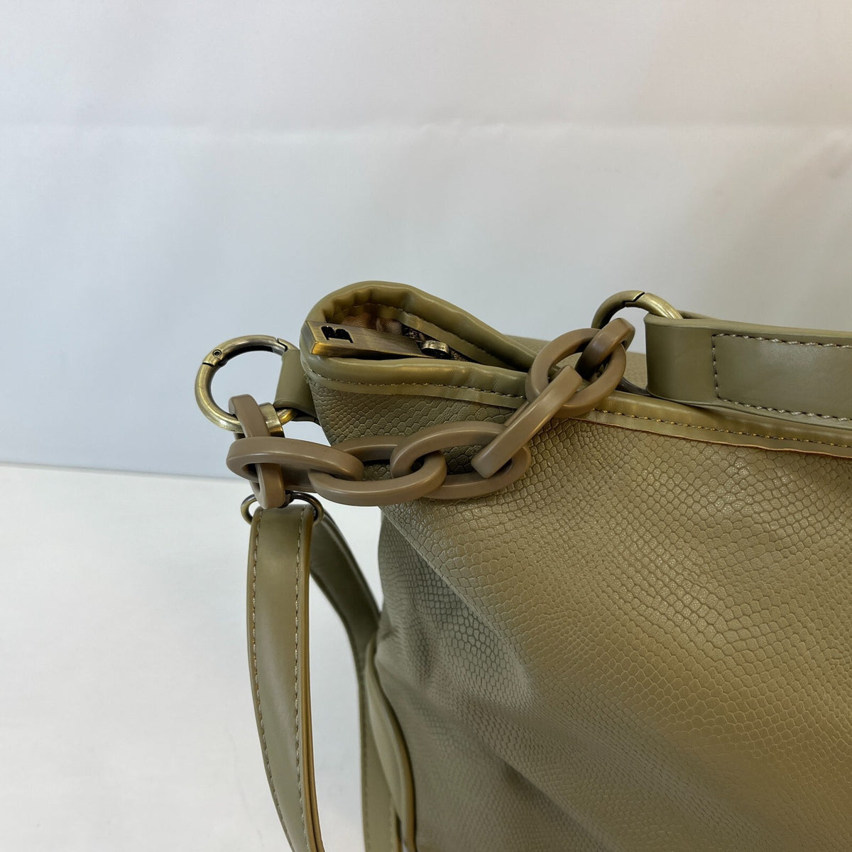 Bulaggi Medium Khaki Green Leather Tote Handbag
