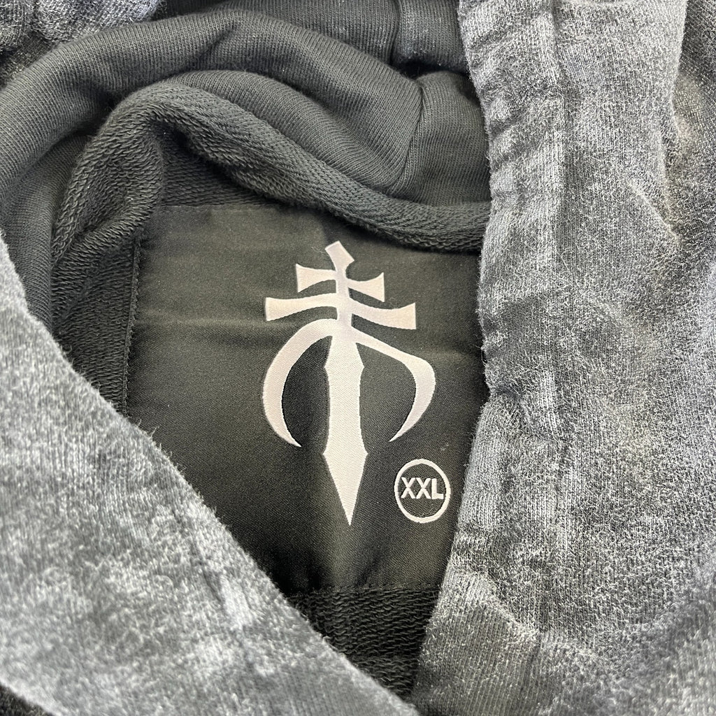 Drop Dead Distressed Look Grey Hoodie Zip Sleeves 100% Cotton Streetwear UK 2XL