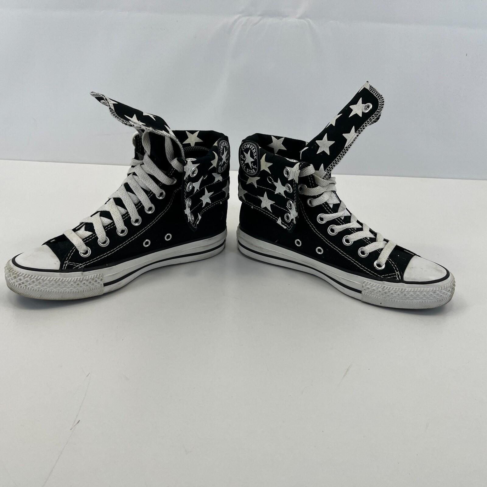 Converse X High Roll Top Trainers Black with White Stars size UK 4 EU 36.5