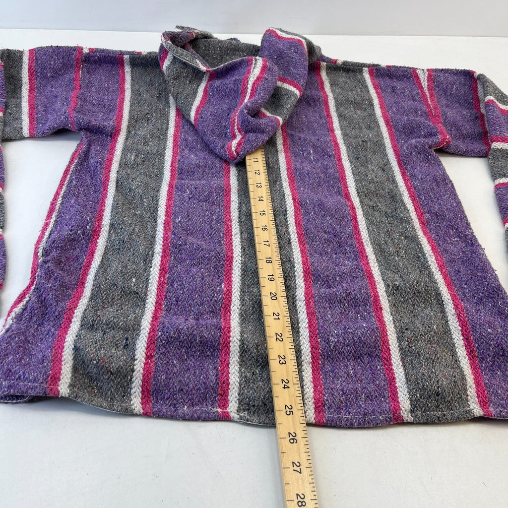 Genuine Mexican Baja Hoodie Pullover Hippie Festival Purple/Grey size XL