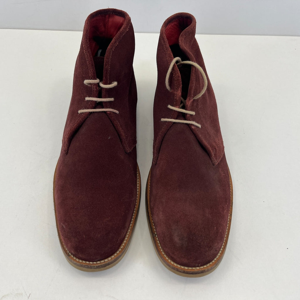 Samuel Windsor Burgundy Suede  Ankle Boots UK 9 Handmade Red Maroon Chelsea