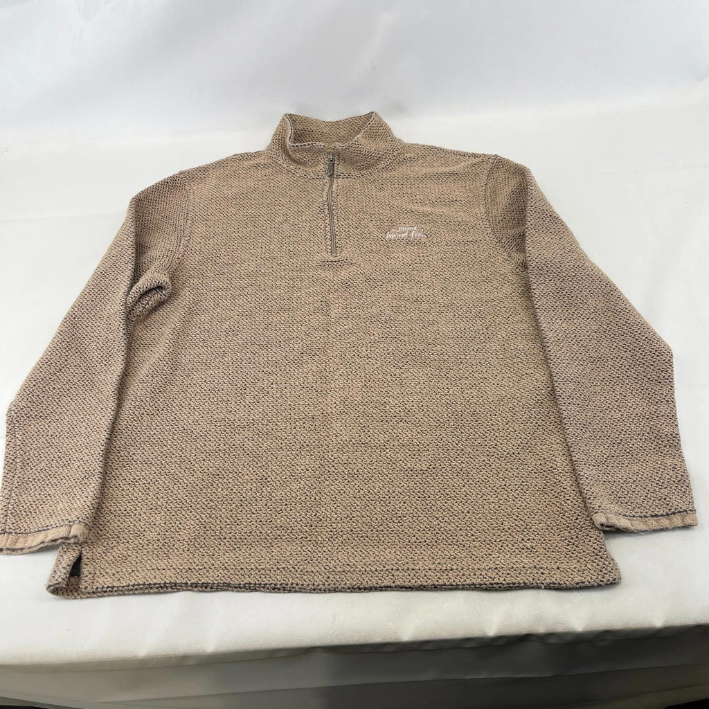 Weird Fish Macaroni Quarter Zip Fleece Jumper Heavy Pullover size XL Beige Brown