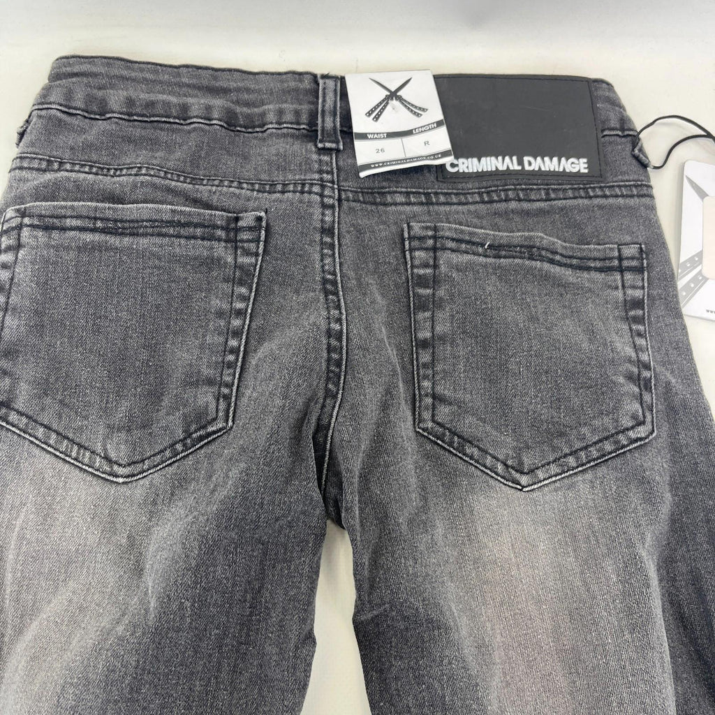 Criminal Damage Koko Ripped Jeans Womens W26 L32 Black Skinny Slim Fit BNWT