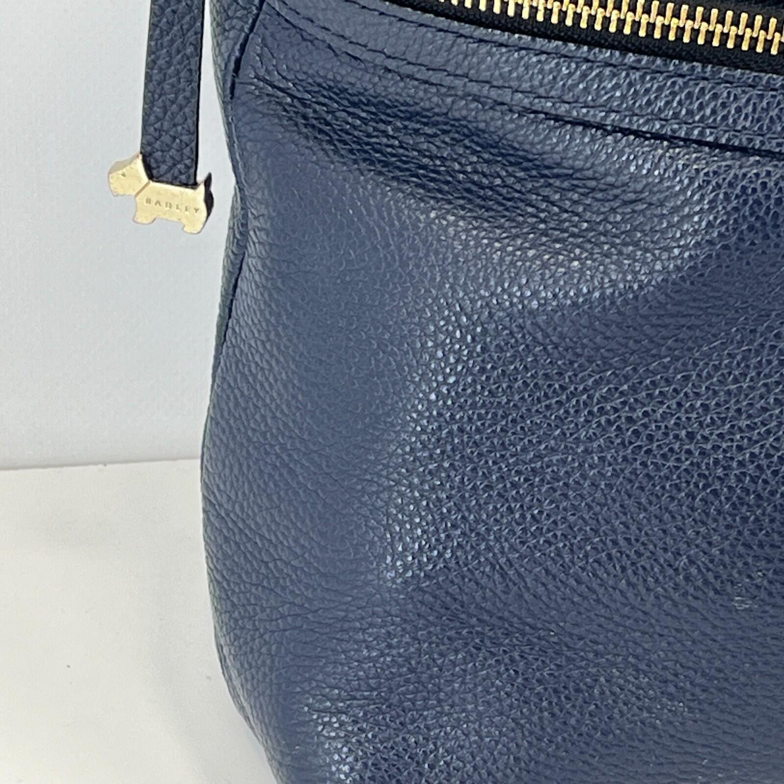 Radley Navy Blue Leather Shoulder Hand Bag 12" wide