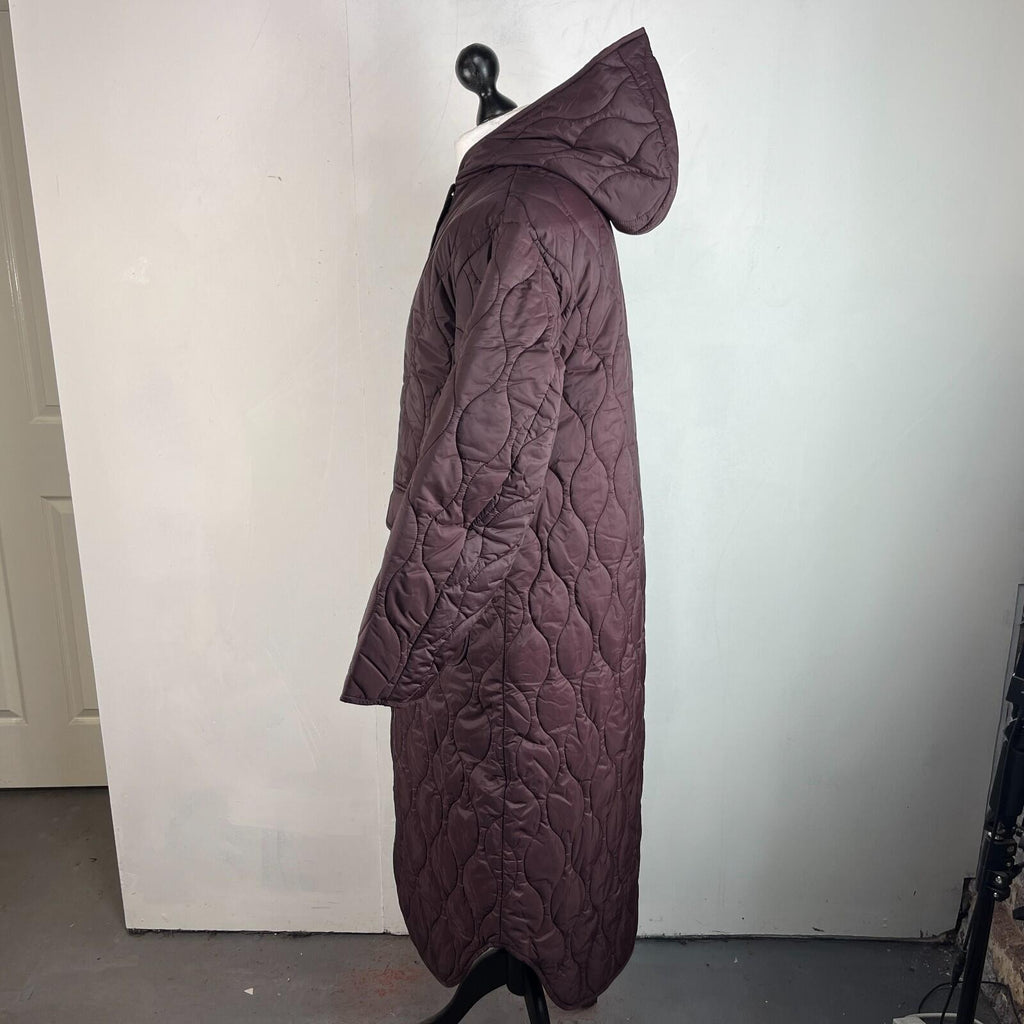Sweaty Betty On The Move Longline Quilted Parka Coat in Sable Brown size M/12