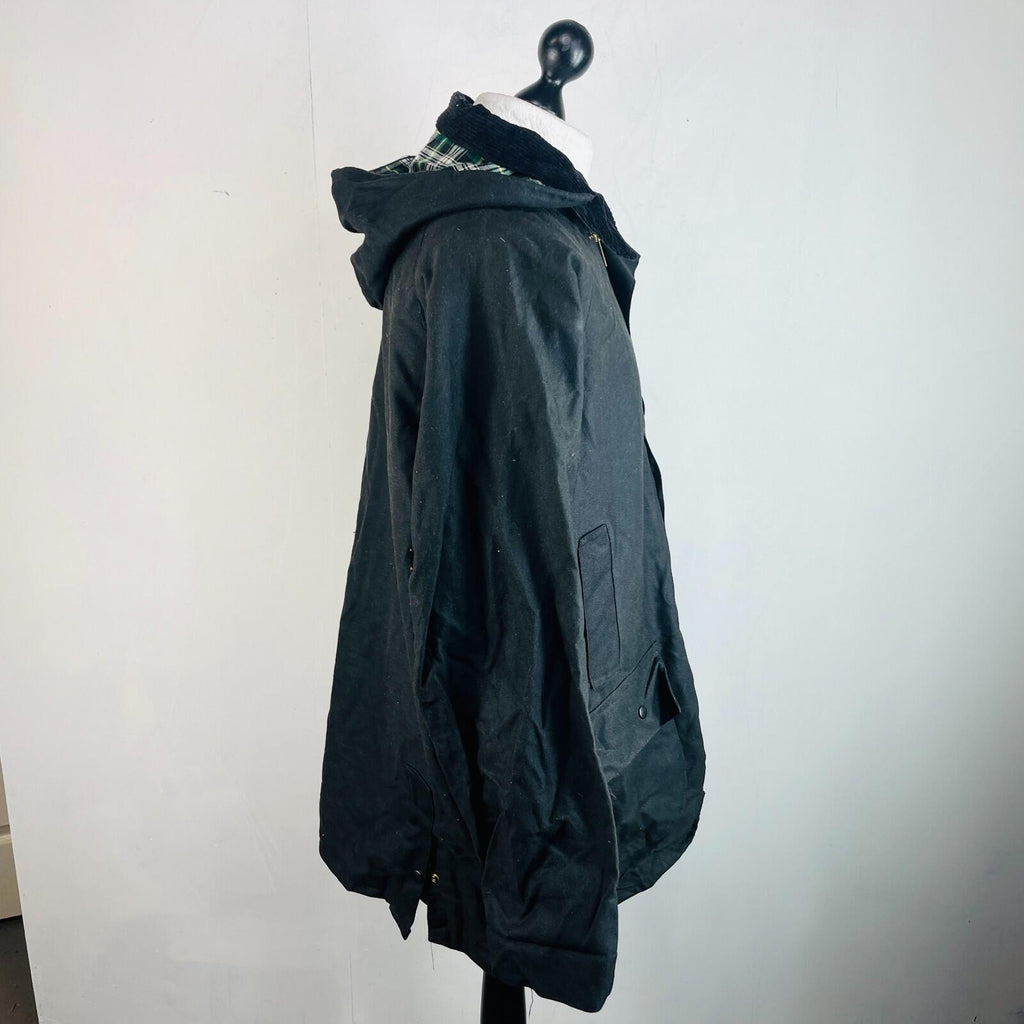 Men's Heavy Denim Wax Jacket in Black with Hood size 2XL