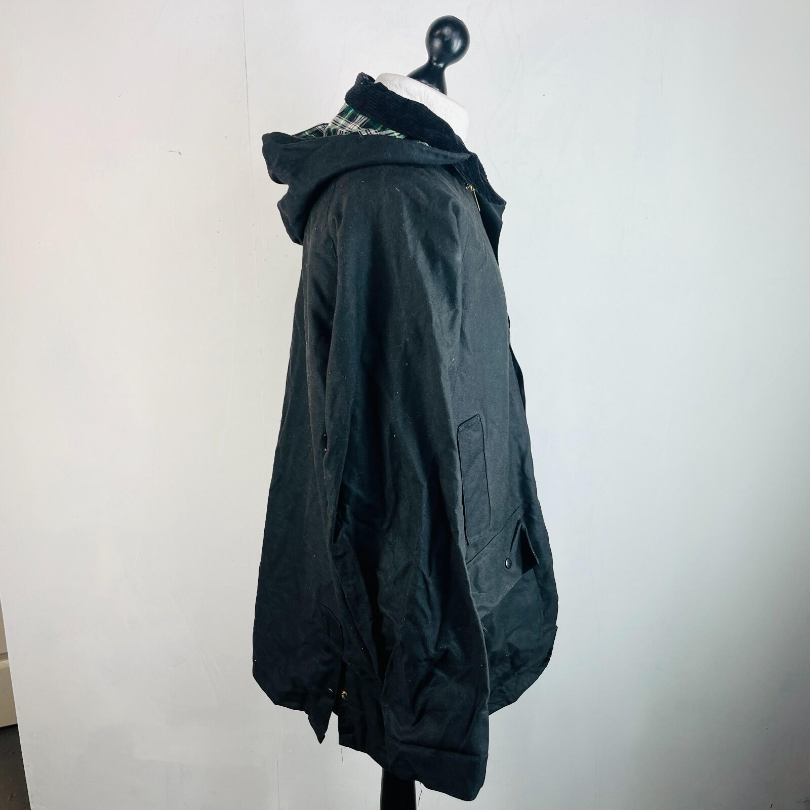 Men's Heavy Denim Wax Jacket in Black with Hood size 2XL